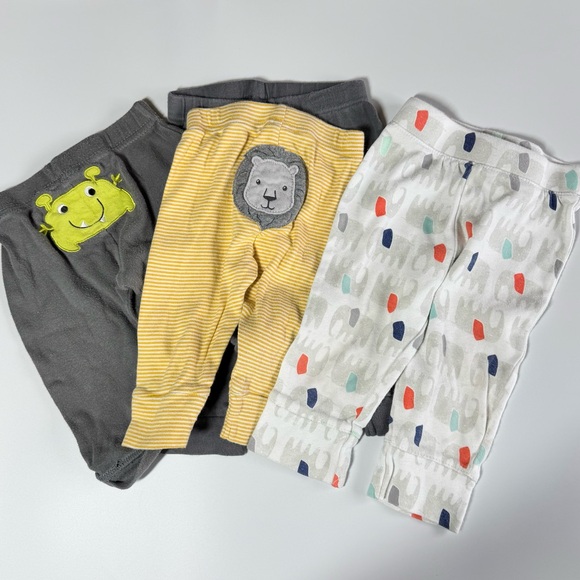 Baby Boy Pants Size 6-9 Months Yellow Gray Lion Elephants Alien Carter’s Fall - Picture 1 of 13